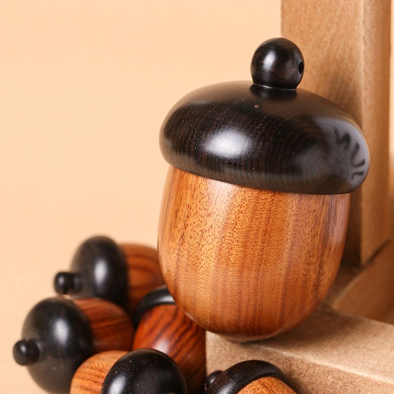 6.6*4.5Cm Pill Box Case Solid Wood Bottle Holder Wooden Rescue Container Pendant