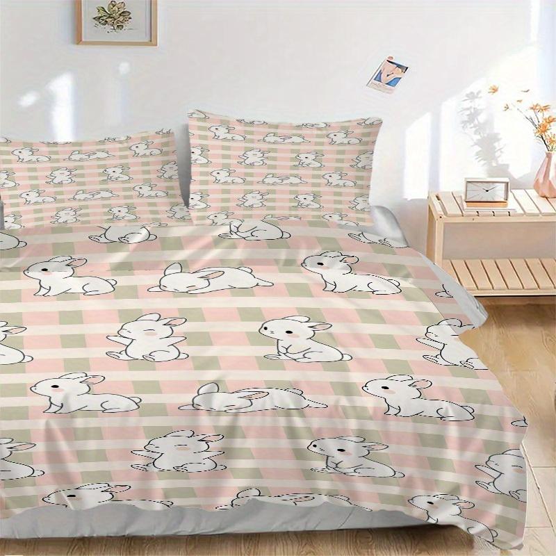 3pcs Animal-themed Bunny Rabbit Soft and Comfortable Breathability, Bedding Set, Machine Washable, Suitable for All Seasons158