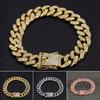 Rhinestone Fine Workmanship Electroplating Shiny Long-lasting Decorate Non-fading Shiny Cuban Link Chain Bracelet