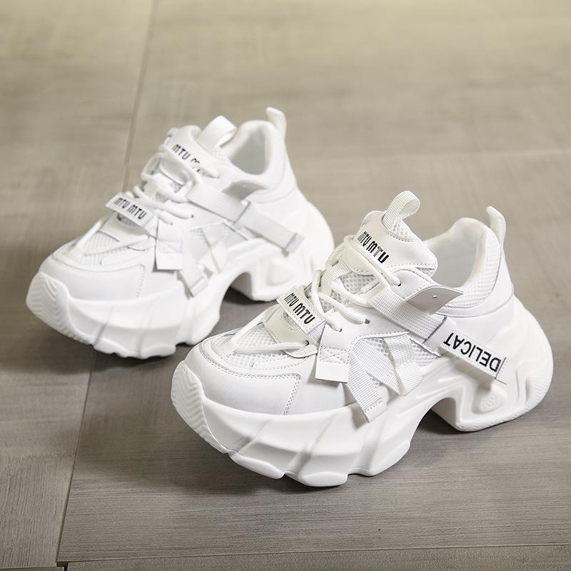 Белые туфли из натуральной кожи на платформе на очень высоком каблуке со шнуровкой Туфли для папы Кроссовки Женская обувь