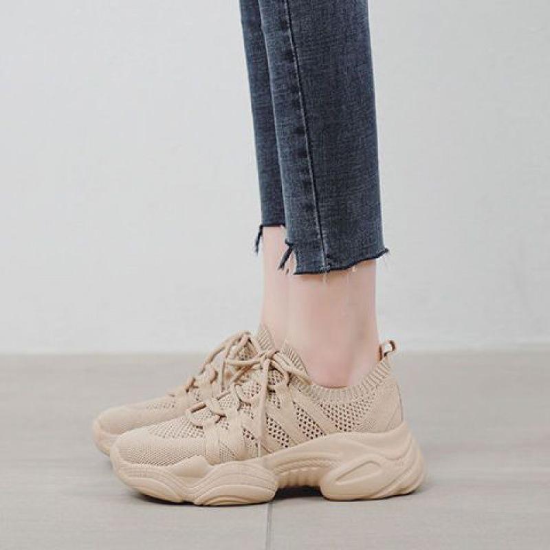 Summer Mesh Surface Breathable Shoes Women's New Spring and Autumn All-Match Ins Thick Bottom Sneaker Tide