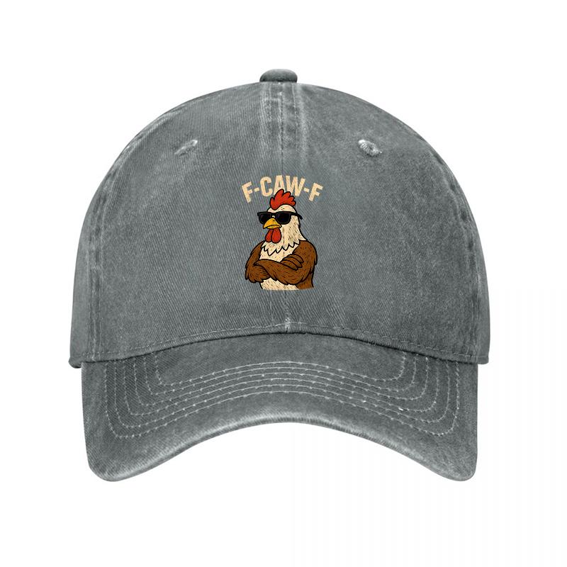 F Caw F Duck Logo Washed Cotton Baseball Cap Unisex Adjustable Hat Casual Streetwear Fashion Accessory