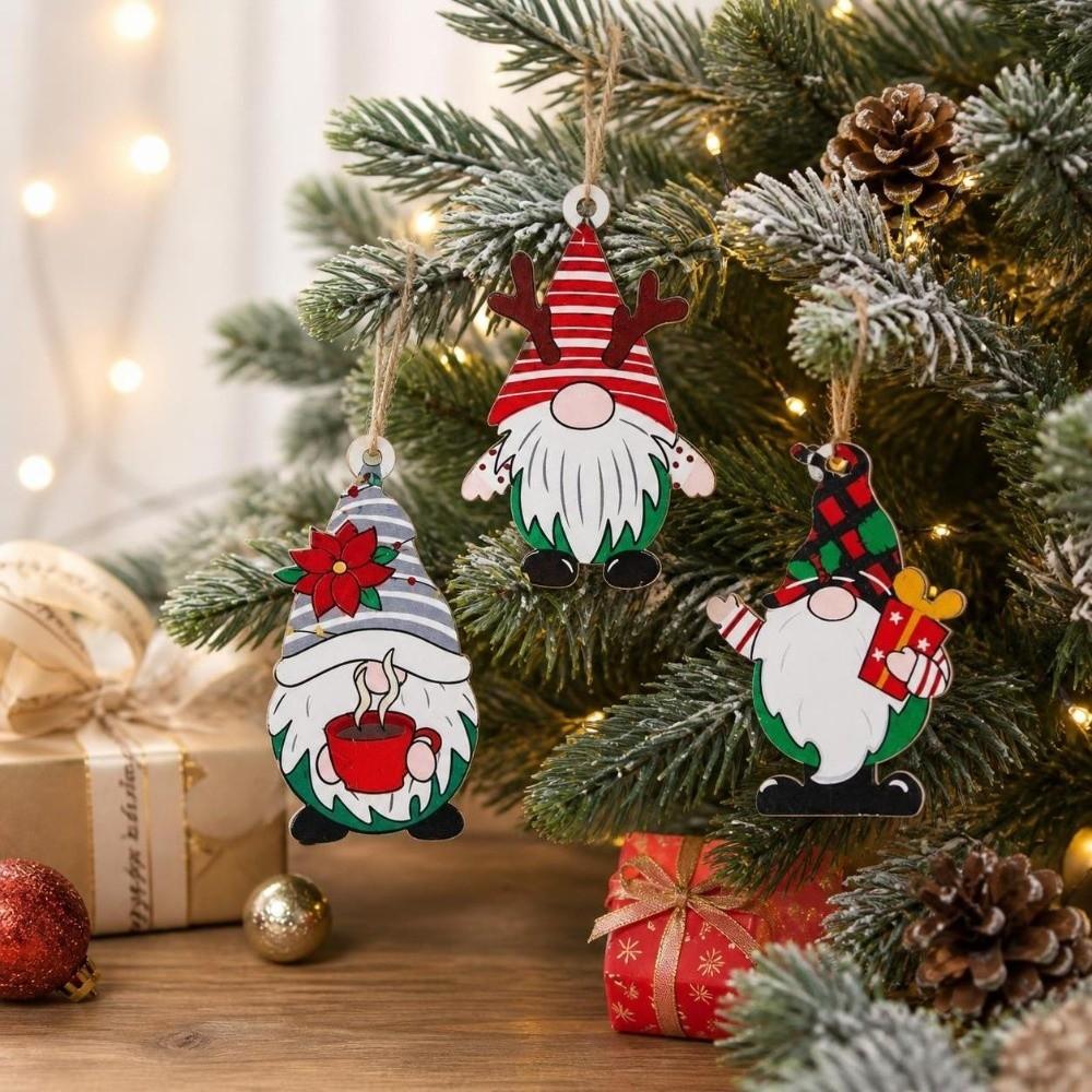 3 pcs Santa Claus Xmas Hanging Pendant 2D Flat Christmas Decor Christmas Tree