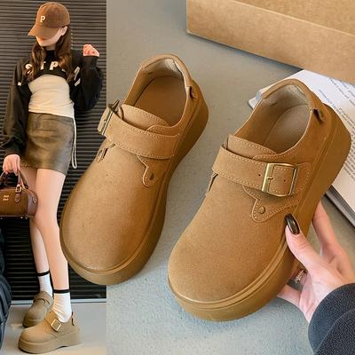 Ретро женская весенняя верхняя одежда на толстой подошве, новые универсальные туфли-маффины с одним ремешком для увеличения высоты одинарных туфель
