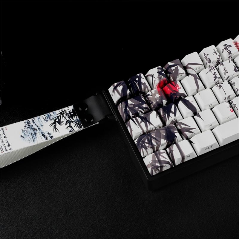 PBT кейкапы с тематикой Бамбуковый Лес, оригинальный профиль, сублимационная печать сбоку, для 61 64 68 ANSI ISO механических клавиатур