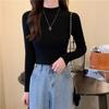 Женский облегающий свитер с длинными рукавами, полуводолазка, универсальный трикотажный топ в корейском стиле для весны, осени и зимы.