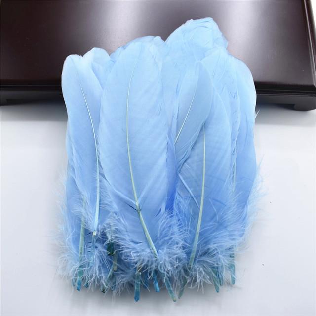 100pcs /Lot Colorful Hard Stick Natural Goose Feathers For Needlework Crafts Feather Handicraft Decor Wedding Accessories Plumes