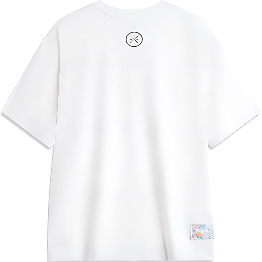 Li-Ning Футболка с круглым вырезом и принтом Wade Series, удобная, дышащая, с коротким рукавом, мужская, цвет не совсем белый AHSUB23-2