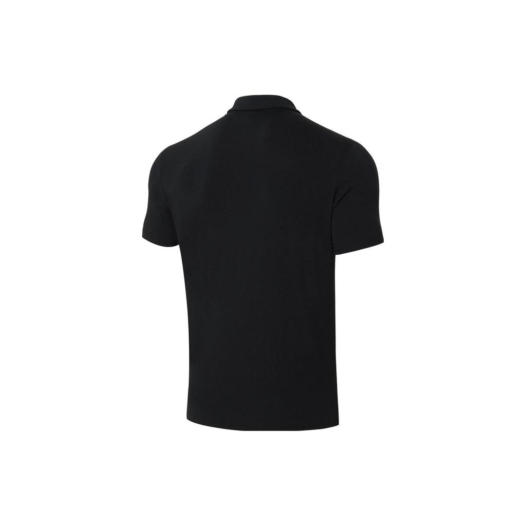 Li Ning Plain Color Polo Collar Straight Cut Short Sleeve Polo Shirt Men Tops Black APLT127-1