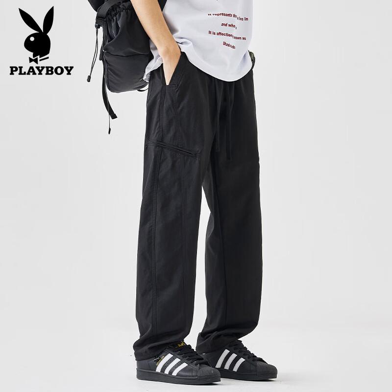 PLAYBOY Мужские повседневные брюки из ледяного шелка свободного кроя с прямыми штанинами