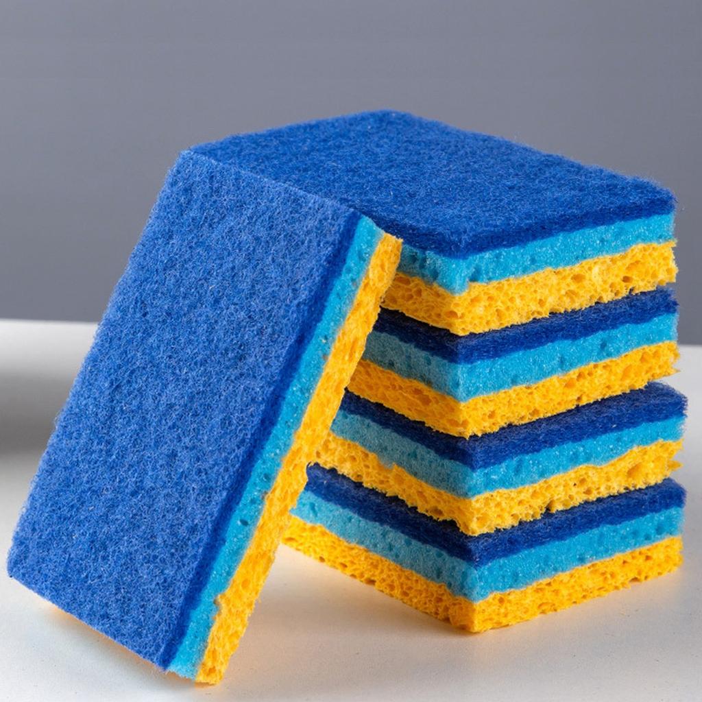 Чистящая ткань, губка, древесная масса, хлопок, три в одном, для чистки кухни, мытья посуды и кастрюль