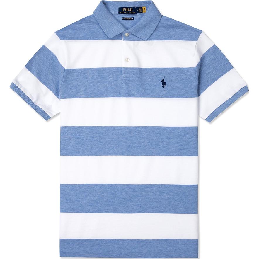 Polo Ralph Lauren Поло с коротким рукавом в полоску Прямой крой Мужские топы Светло-голубой 710801926-001