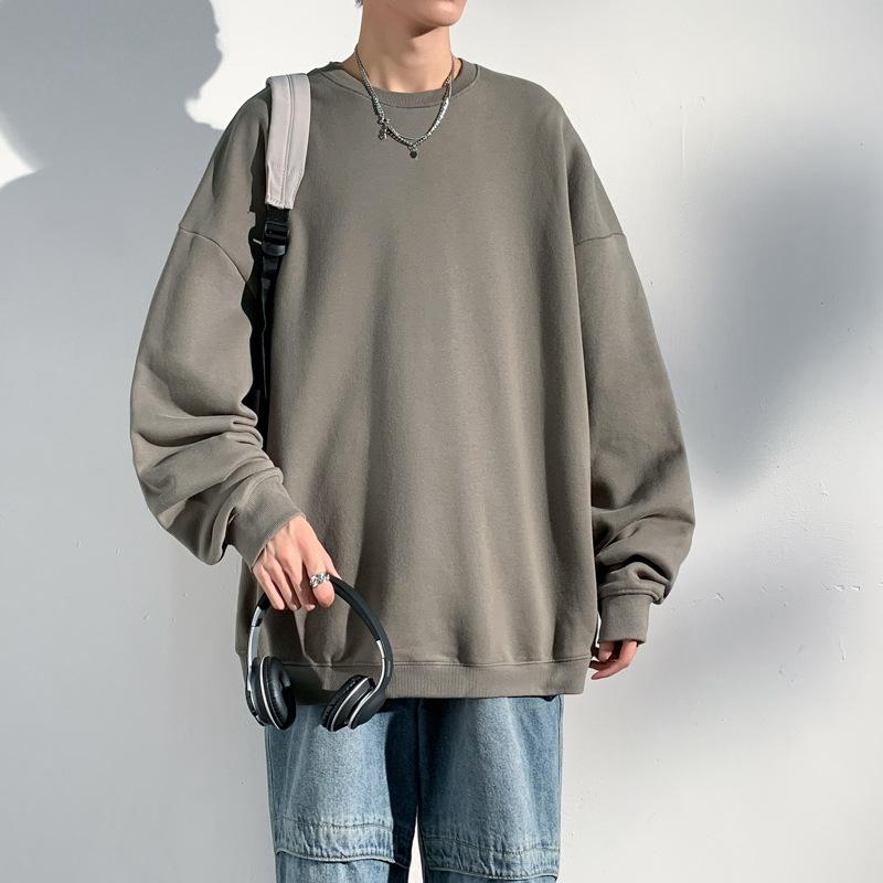 Толстовки с круглым вырезом, однотонный мужской удобный свитер на осень и зиму, свободный спущенный плечевой пояс, круглый вырез, универсальный свитер Tide