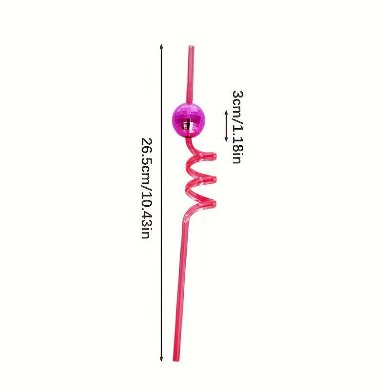 10/20PCS Disco Ball Straws Pink Silver Mirror Straw Reusable Plastic Cocktail Drinking Straws Party Supplies