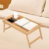 Bamboo Bed Tray Lap Desk Flexible Foldable Legs Rectangle Mini Table Serving for Floor