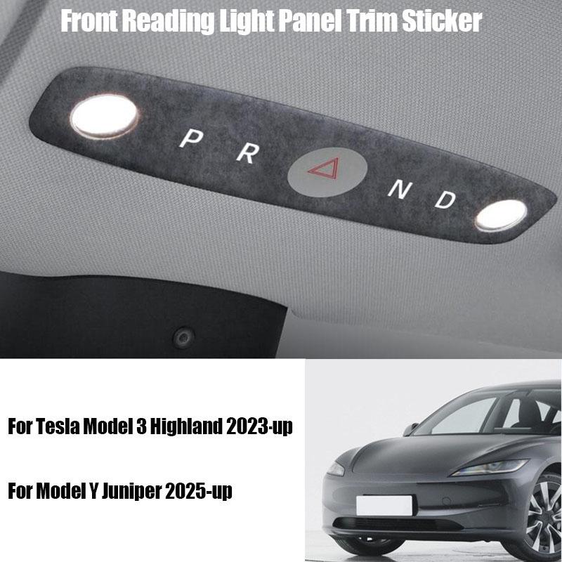 For Tesla Model 3 Highland 2025- Model Y 2025- Alcantara Car Front Reading Light Panel Trim Sticker Interior Accessories