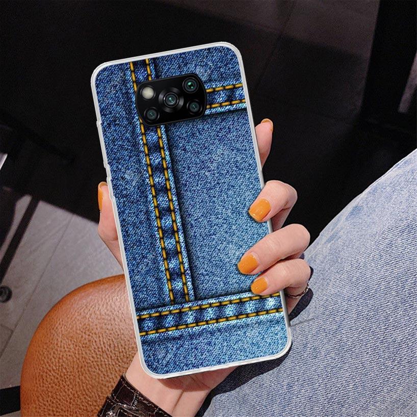 Jeans Cowboy Denim Printed Phnoe Case for Xiaomi Poco X5 X6 X7 Pro X4 Gt F7 Ultra M8 M7 Redmi 15C 15 13C 13 12C 12 Unique Cover