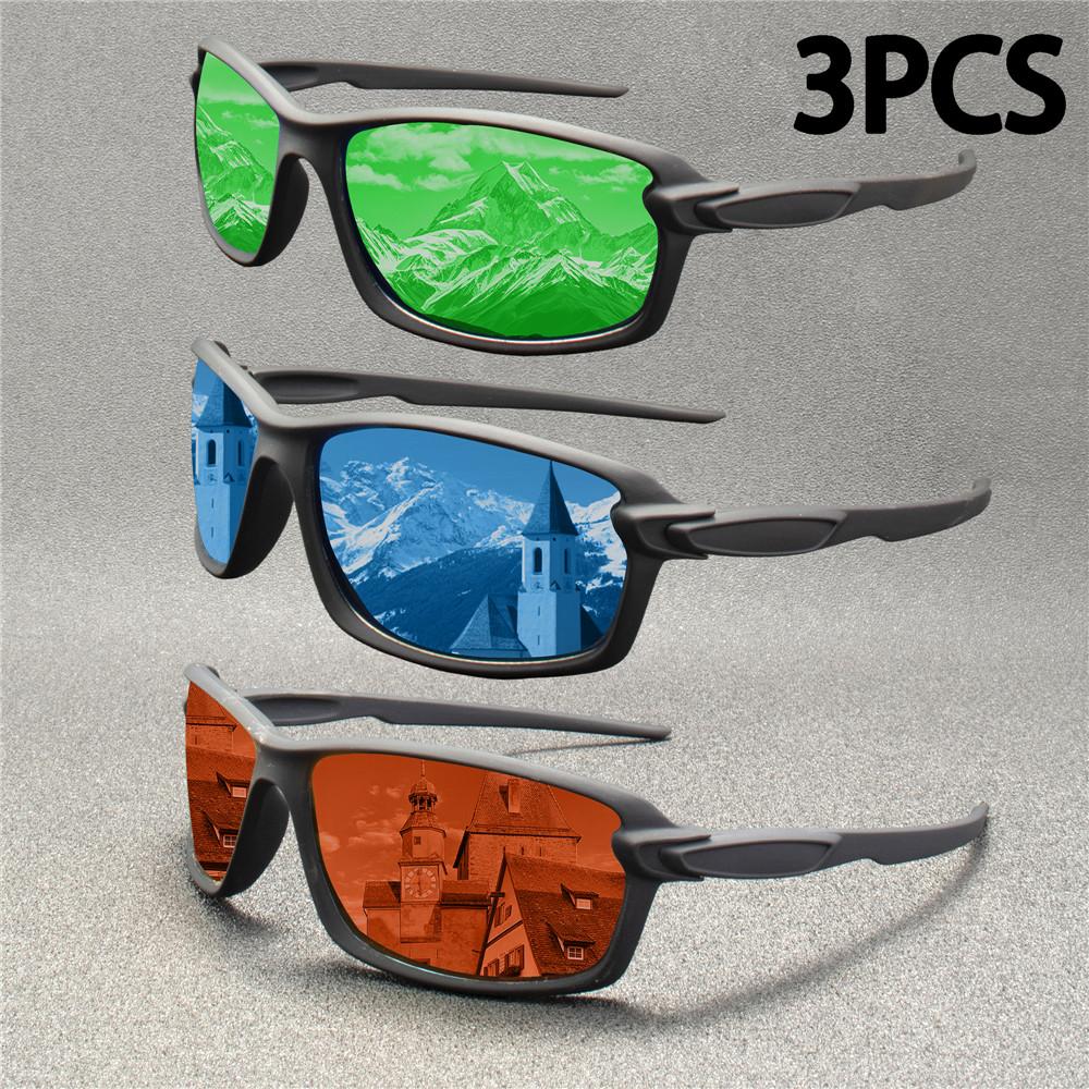 3 шт. Новые мужские солнцезащитные очки, брендовые, квадратные, спортивные, для вождения, рыбалки, женские, для путешествий
