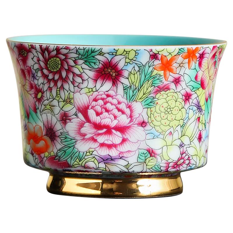 Chaxun Floral Gold-Traced Enamel Ceramic Master Tea Cup