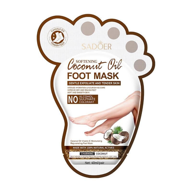SADOER Maschera Piedi al Cocco Idratante Sbiancante Maschera Esfoliante per Piedi Anti-invecchiamento Esfoliante Piedi Cura della Pelle dei Piedi