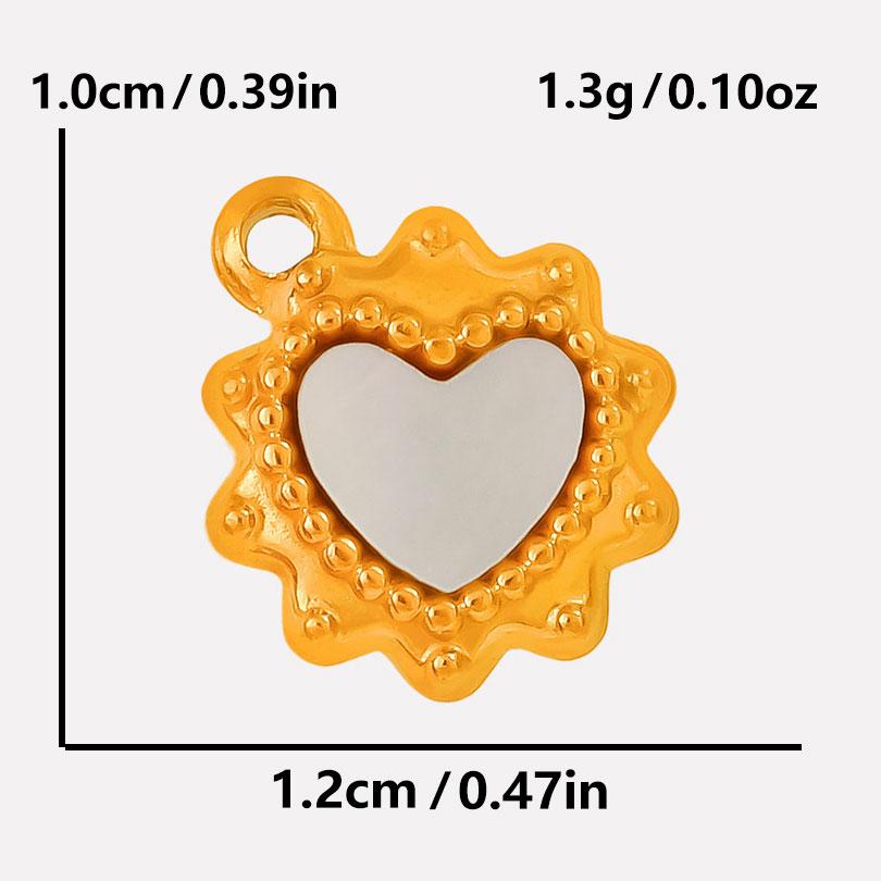 2pcs White Shell Charm Stainless Steel Pendants For Jewelry Making Supplies Mirror Sun Heart DIY Charms In Bulk Real Gold Plated
