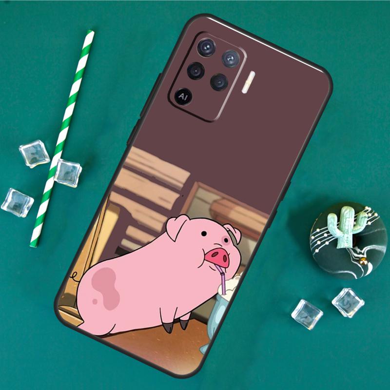 Cartoon Pig Case For Oppo A80 A40 A60 A16 A76 A96 A91 A15 A17 A74 A94 A54 A57S A18 A38 A58 A78 A98 Cover