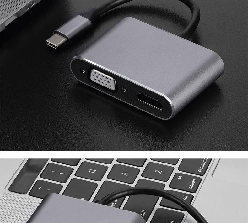 Адаптер USB-C на HDMI и VGA для двойного дисплея 4K