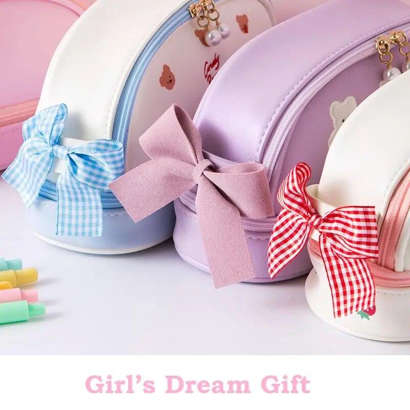 Kawaii Pencil Case Large Capacity Pencil Box Pouch Holder Box Office School Supplies for Kids Pretty Stationery Organizers Gift