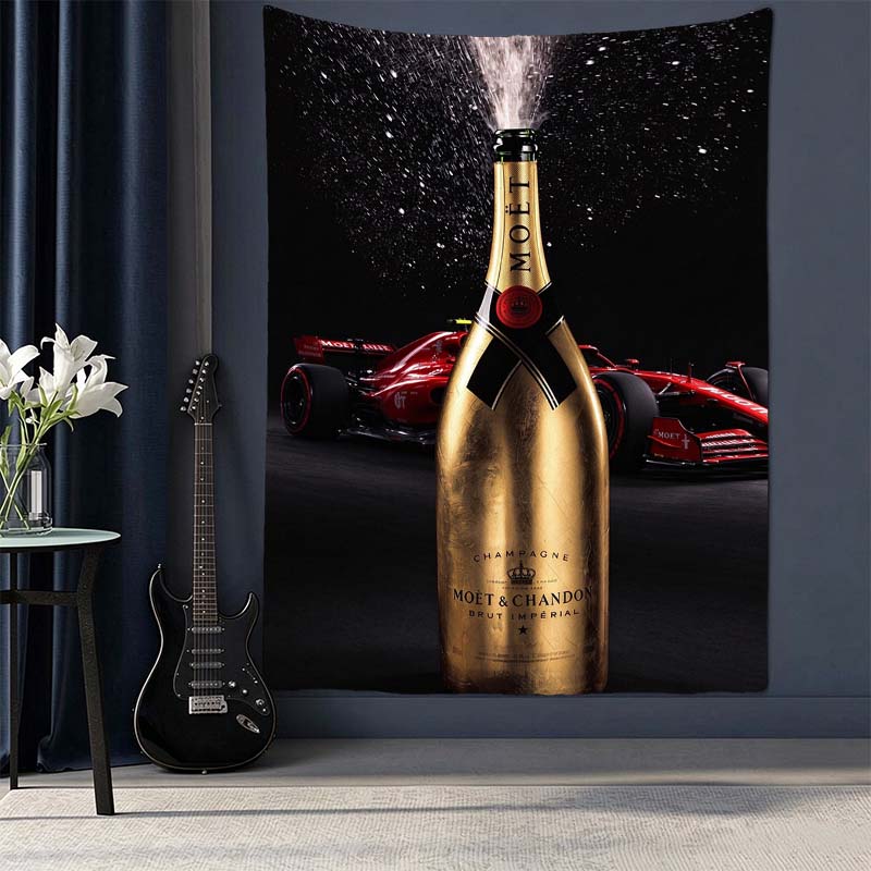 Moet & Chandon Champagne Gothic Classical Tapestry,Curtains for wine cabinets and home bars,Wall Hanging,Bedroom Living Room Art Decor