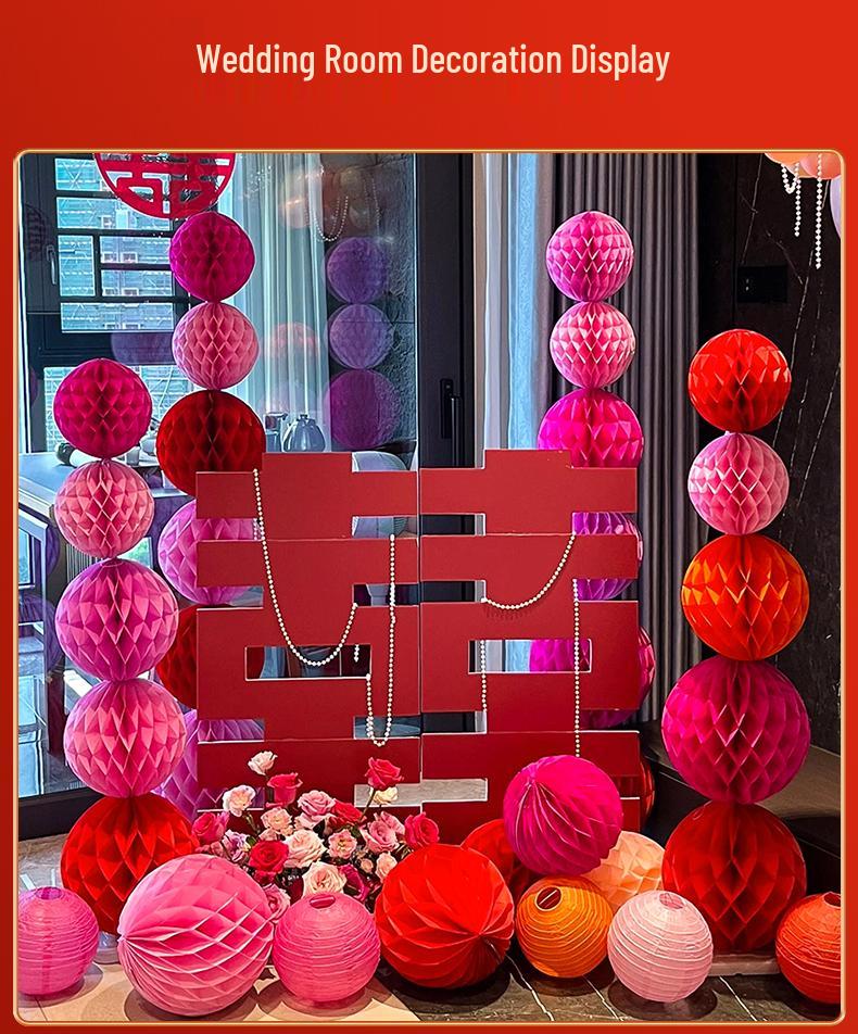 Bridal Wedding Room Decoration Set with No-Trace Double Happiness for Hotels and Living Rooms