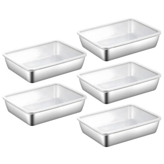 Stainless Steel Lunch Box with Transparent Lid Leakproof Food Container for Cheese Deli Meat Fruits Oven Baking