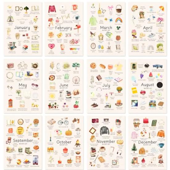 Календарь списка желаний на 2026 год Художественный настенный календарь-планировщик Подвесной месячный календарь Карточка-напоминание о времени для использования дома и в офисе