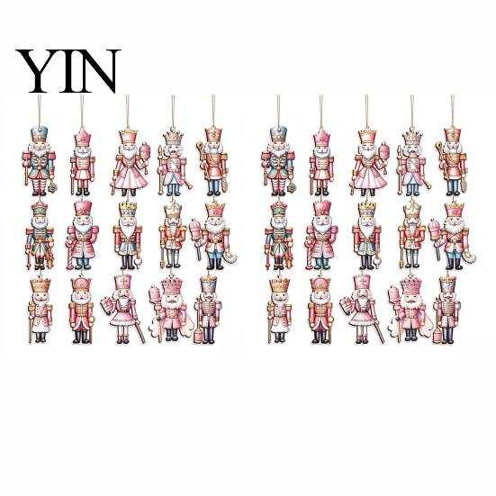 Retro Christmas Tree Hanging Decor Nutcracker Ornaments for Tree, Wooden Soldier Lightweight Flat Decoration, 2D Pendants Xmas Holiday Party Exquisite