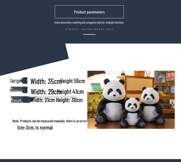 Realistic Panda Plush Toy - Huahua Fluffy Doll for Children's Gift, Valentine's or Birthday Surprise