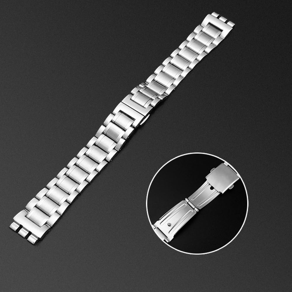 ZHUOLEI Сменный металлический ремешок из нержавеющей стали для часов Swatch 19 мм и 21 мм (Включает 3 шпильки, инструмент для снятия и коробку)