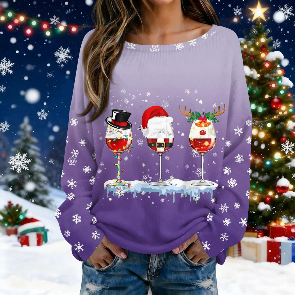 Christmas Sweatshirts For Women Knit Sweater Cute Shirt Fall Crewneck Pullover Tops