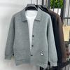 Fashion Knitted Cardigan Men's Spring Autumn Exquisite Jacquard Sweater Shawl Pocket Design Brand Casual Coat