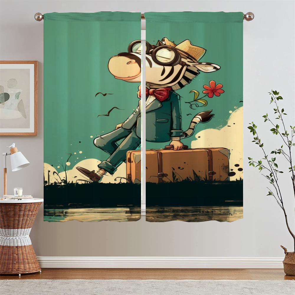 Mr. Zebra Children's Room Curtains for Living Room Curtain Bedroom Curtains 2 Pieces Customs Free Shipping Products Blackout