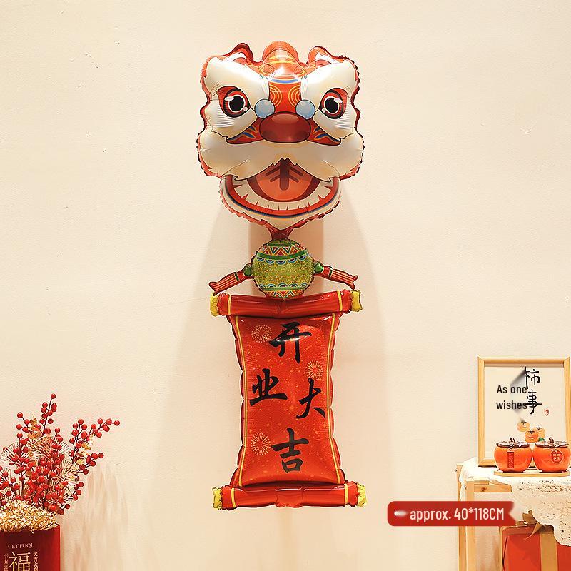 Lion Dance Balloon Decorations for Baby's Full Moon, First Birthday & Festive Photo Props