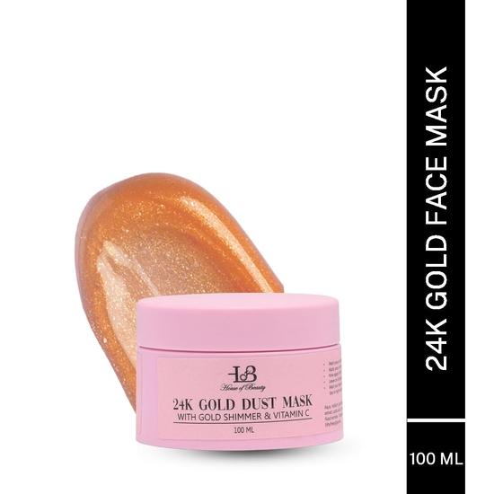 Маска для лица HOUSE OF BEAUTY с 24-каратной золотой пылью для сияния, осветления и увлажнения кожи, обогащенная золотым мерцанием и витамином С (100 мл)