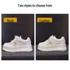 2025 White Low-Top Thick-Soled Platform Shoes - Small Size, Breathable, Height-Enhancing, All-Match Casual Footwear for Spring & Autumn