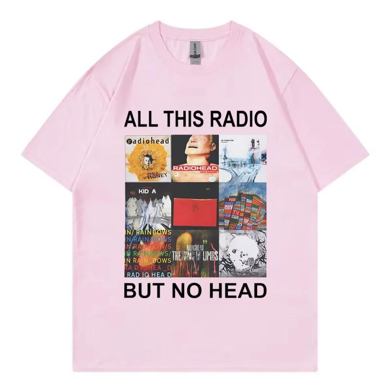 Всё это радио, но никакой головы Футболка Рок-группа Radiohead Музыкальный альбом Графические футболки Мужская Женская Одежда Мода Хип-хоп Футболки
