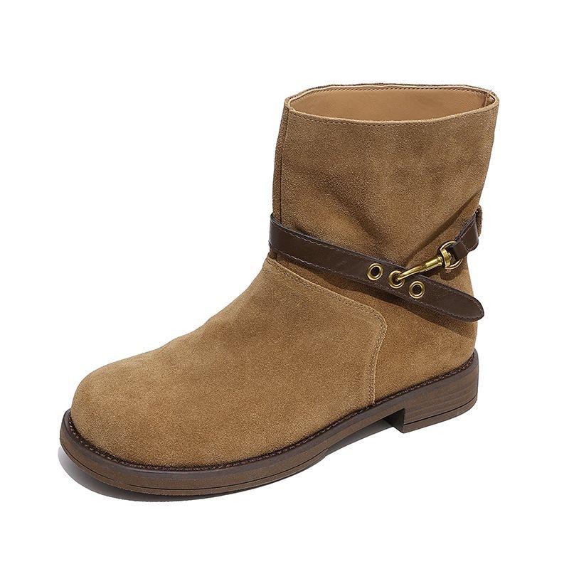 Новые облегающие модные ботинки, ботинки Мартина, короткие ботинки, универсальные ботинки на наборном каблуке, ретро, женские, на толстом каблуке, средней высоты голенища, осень и зима 2025