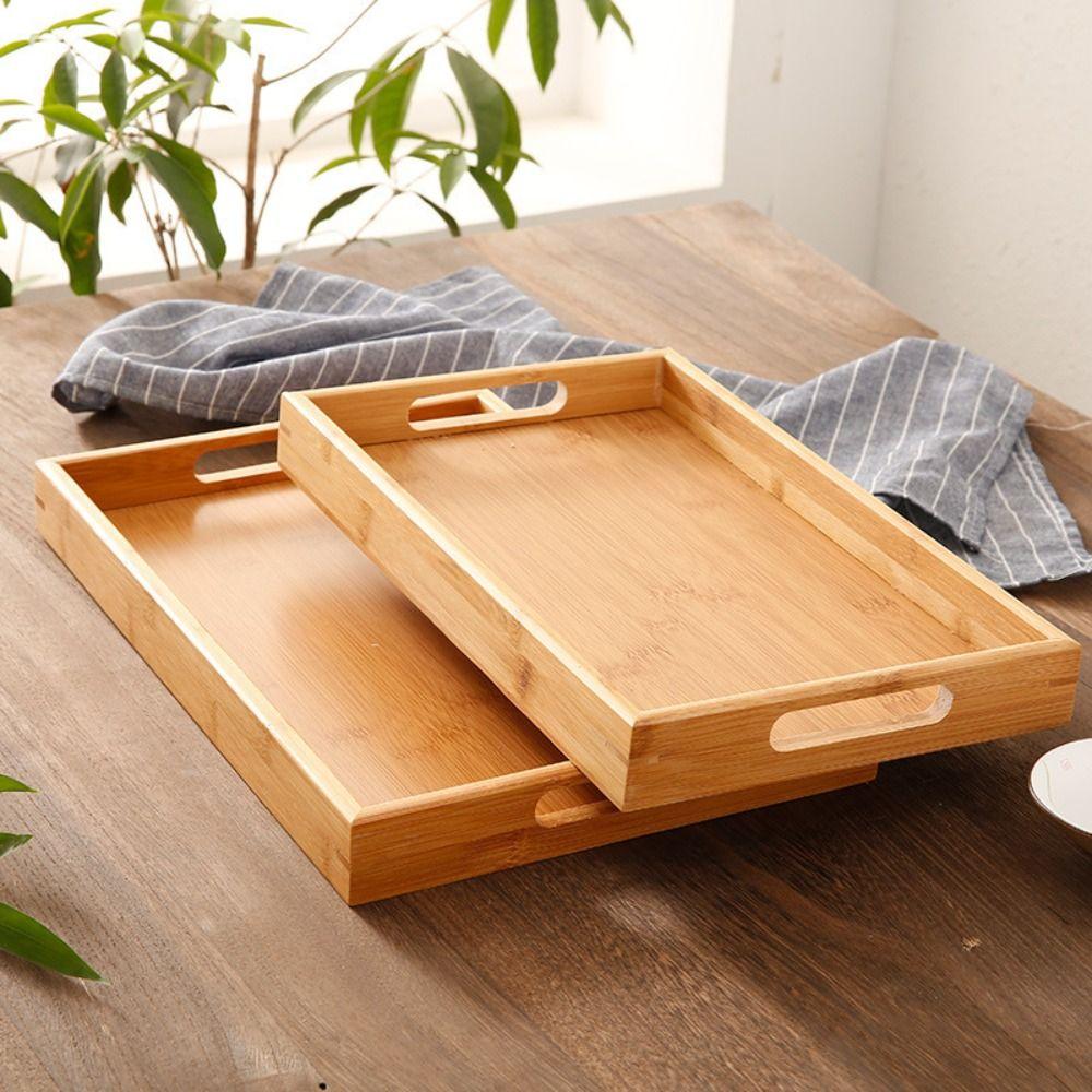 Bamboo Storage Tray household Tea Tray Retro Storage Plate  Home Living Room