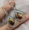 Tiger's Eye Gemstone 925 Sterling Silver Plated Hook Earrings Jewelry NST-J2H23095