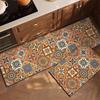 ПВХ Кухонный Ковер Водонепроницаемый Кожаный Коврик для Пола Маслостойкий Нескользящий Длинные Коврики для Ног Цветные Полосы Этнический Стиль Домашний Декор Ковер