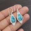 Blue Copper Turquoise Handmade Gemstone Earrings, 925 Solid Sterling Silver Earrings Antique Jewelry, For Engagement Gift