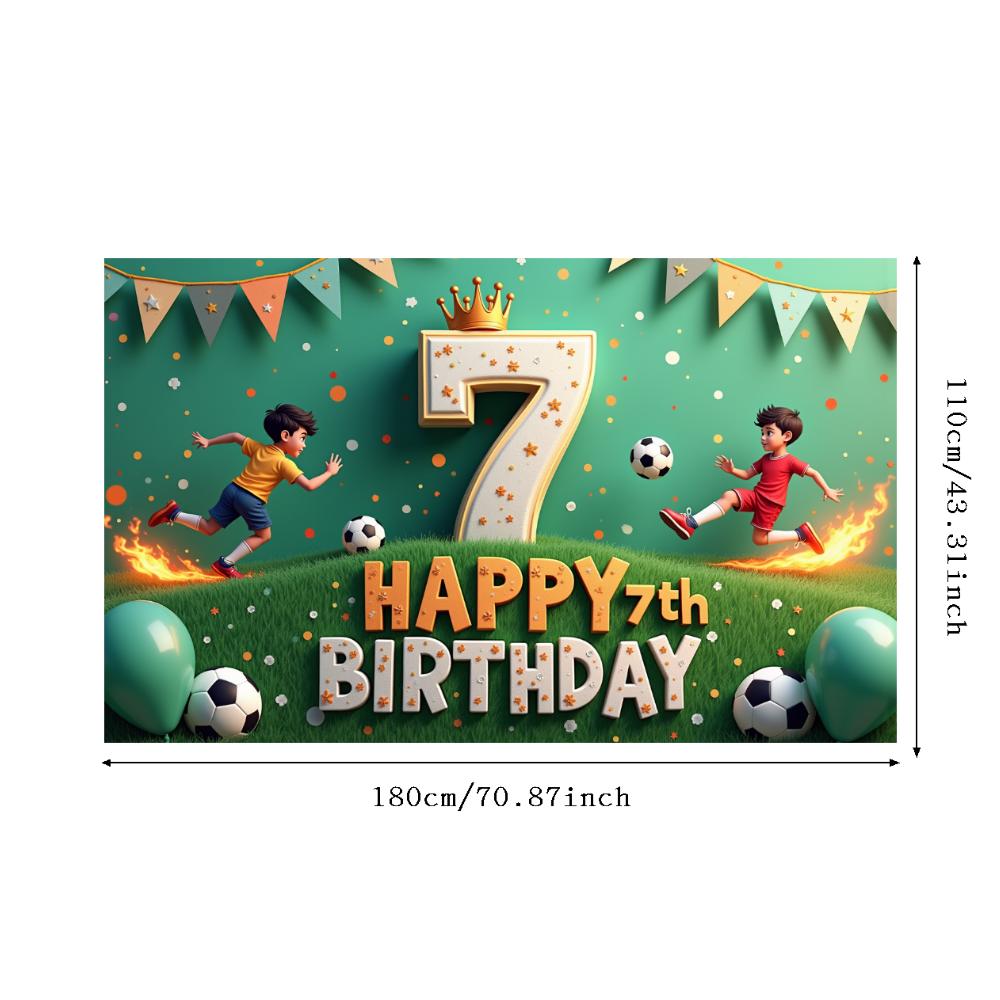 Happy 7th Birthday Banner Soccer Sports Theme Football Event Birthday Party Decoration Backdrop Photography Background Props