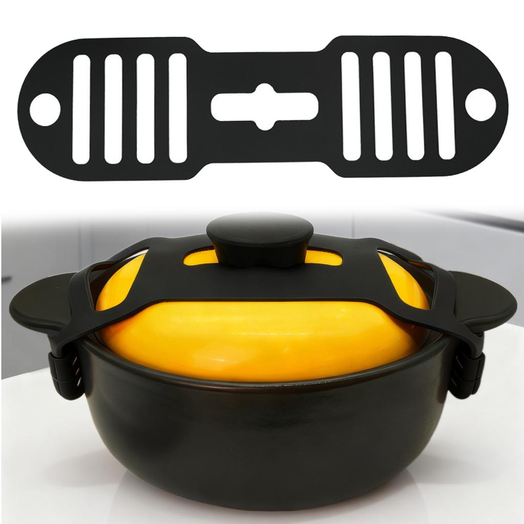Crock Pot Lid Strap No-Spill Design Reusable Elastic Self-Lock Silicone Tie Heat-Resistant for Cooking and Transport