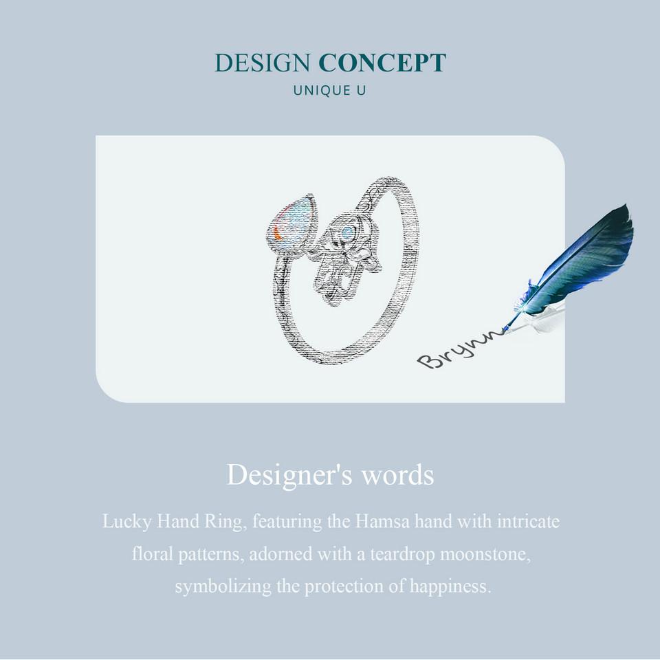 BAMOER, стерлинговое серебро 925 пробы, счастливая рука Фатимы, открывающееся кольцо, Радуга, лунный камень, слеза, штабелируемые кольца, вечерние ювелирные изделия, подарок
